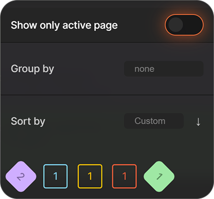 Filter and sort options for Notely notes