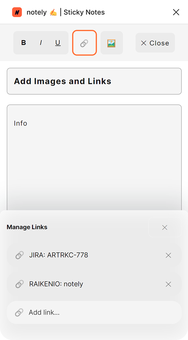 Adding clickable links to Notely notes in Figma