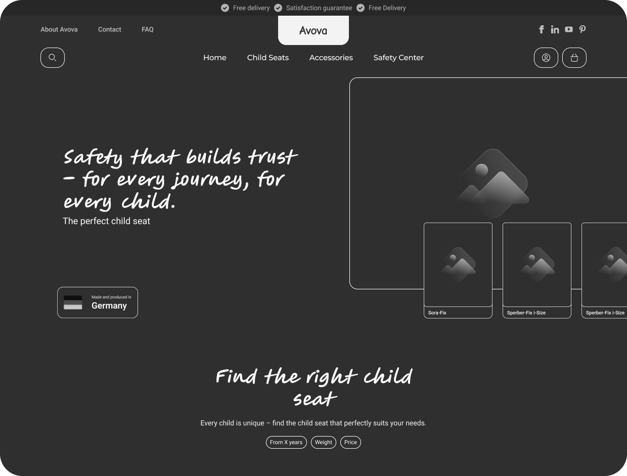 Website wireframe design with Notely annotations